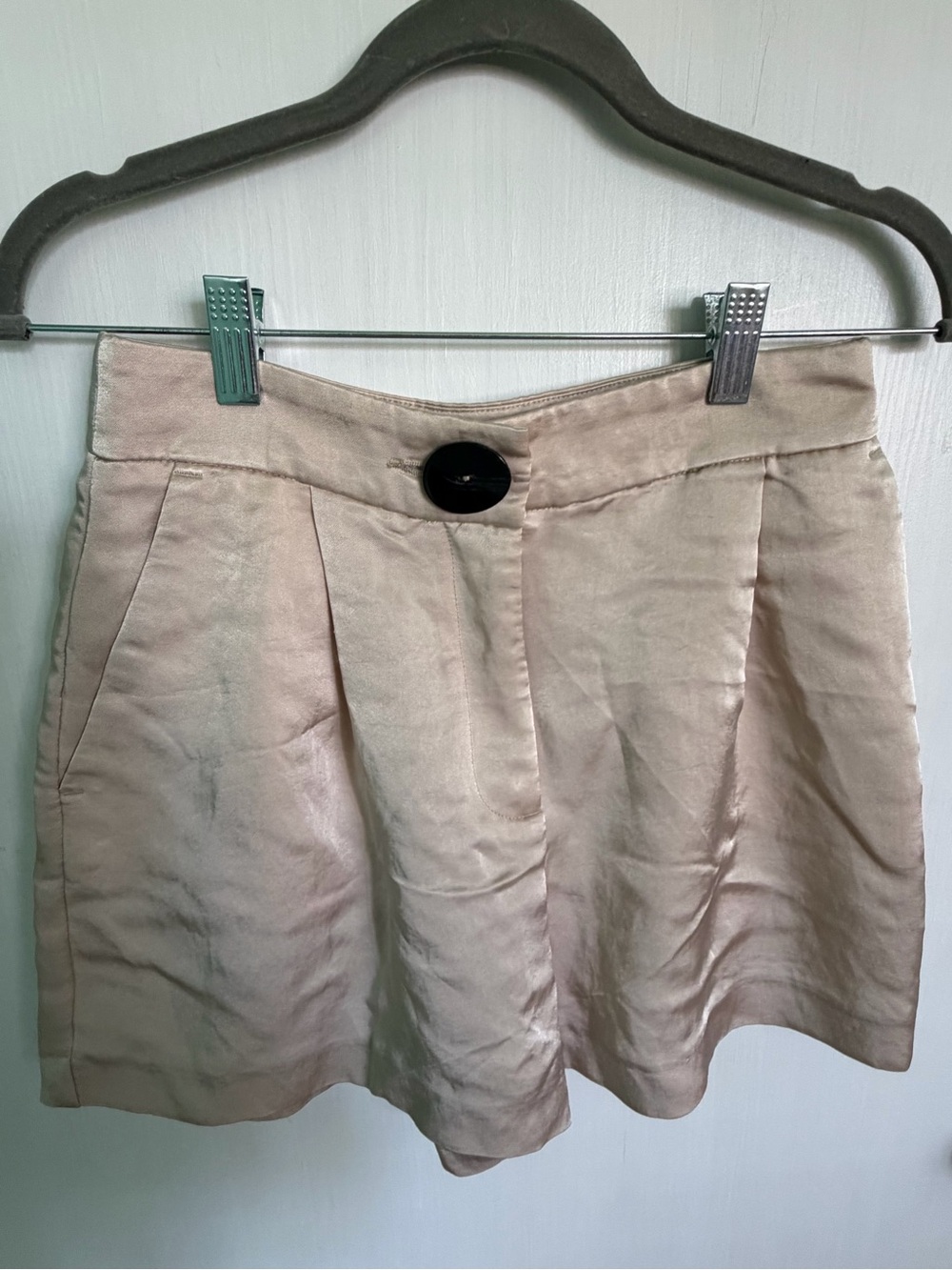 Zara Cream A-Line Skirt with Black Accent Button